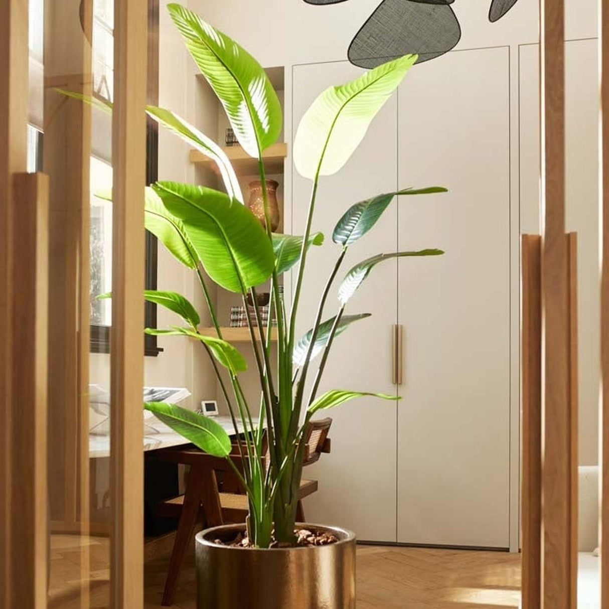 Strelitzia nicolai - 180 cm - En pot noir - Plante artificielle