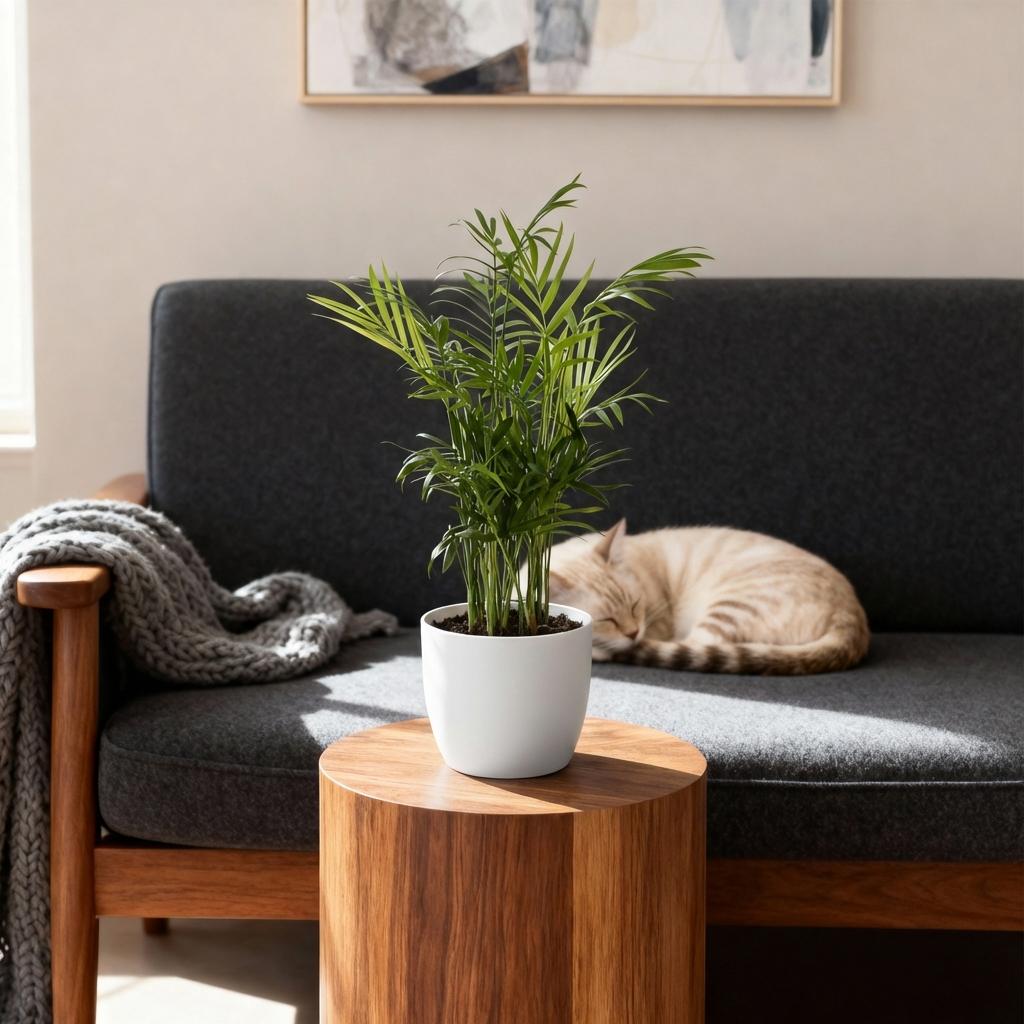 Chamaedorea elegans - Goudpalm - Huisdiervriendelijke Plant - Groen - 1 Plant - met Potter Wit - Pot 12cm - Hoogte 15cm