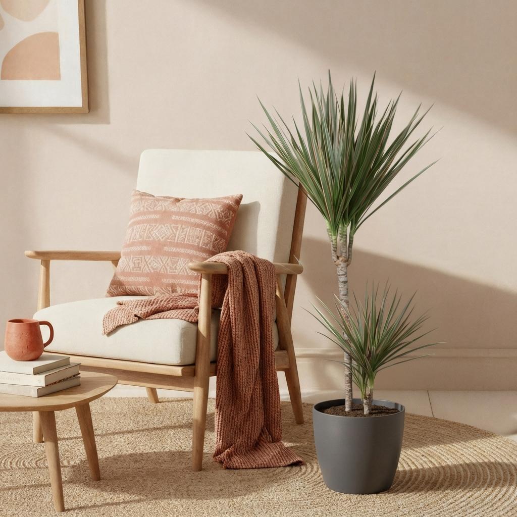 Dracaena Marginata Bicolor - Drakenbloedboom - Weinig onderhoud - Groen - 1 Plant - met Potter Grijs - Pot 21cm - Hoogte 90-100cm