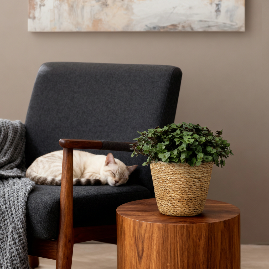 Calissia repens - Kattengras - Huisdiervriendelijk - Groen - 4 Planten - met Mand - Pot 12cm - Hoogte 17-20cm