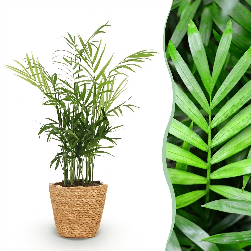Chamaedorea elegans - Goudpalm - Huisdiervriendelijke Plant - Groen - 1 Plant - met Mand - Pot 12cm - Hoogte 15cm