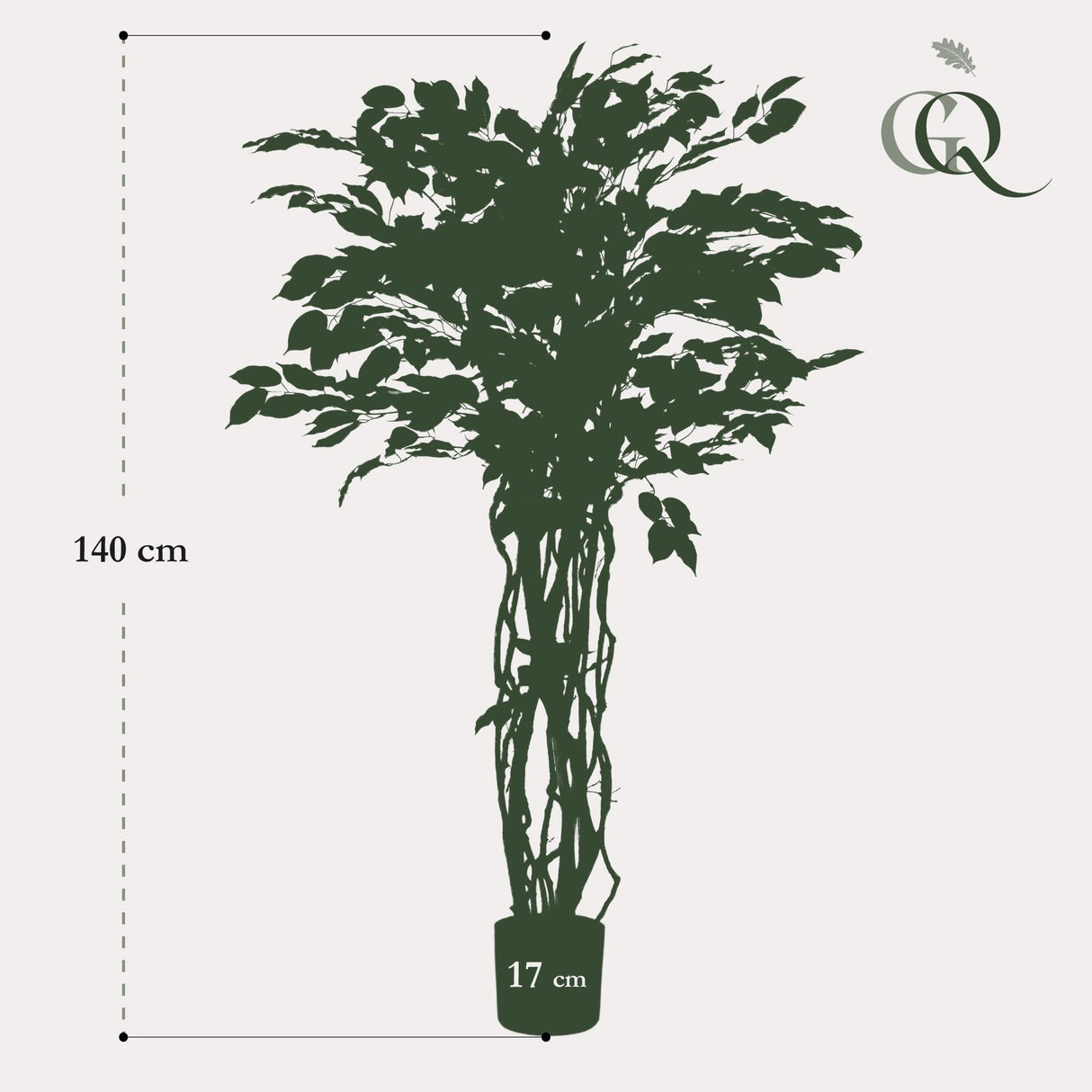 kunstplant - Ficus liana - Vioolbladplant - 140cm