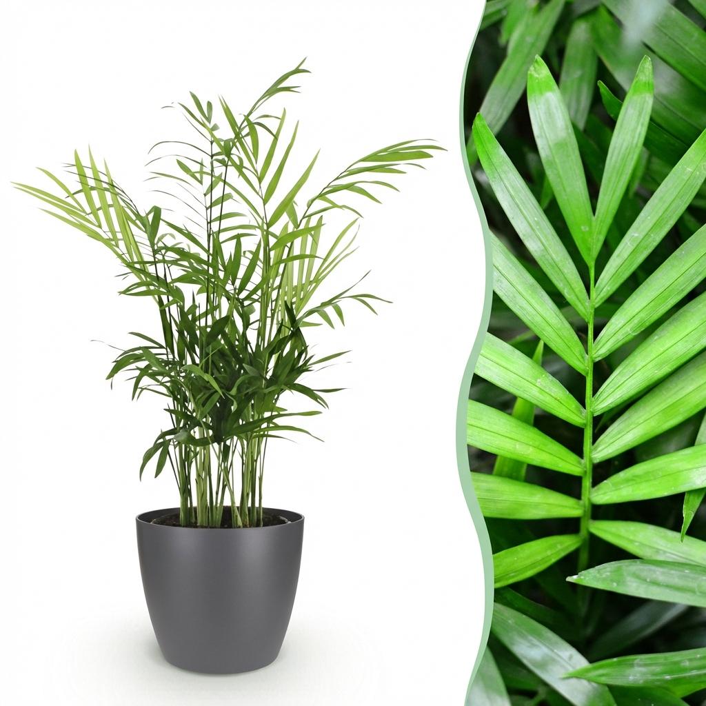 Chamaedorea elegans - Goudpalm - Huisdiervriendelijke Plant - Groen - 1 Plant - met Potter Grijs - Pot 12cm - Hoogte 15cm