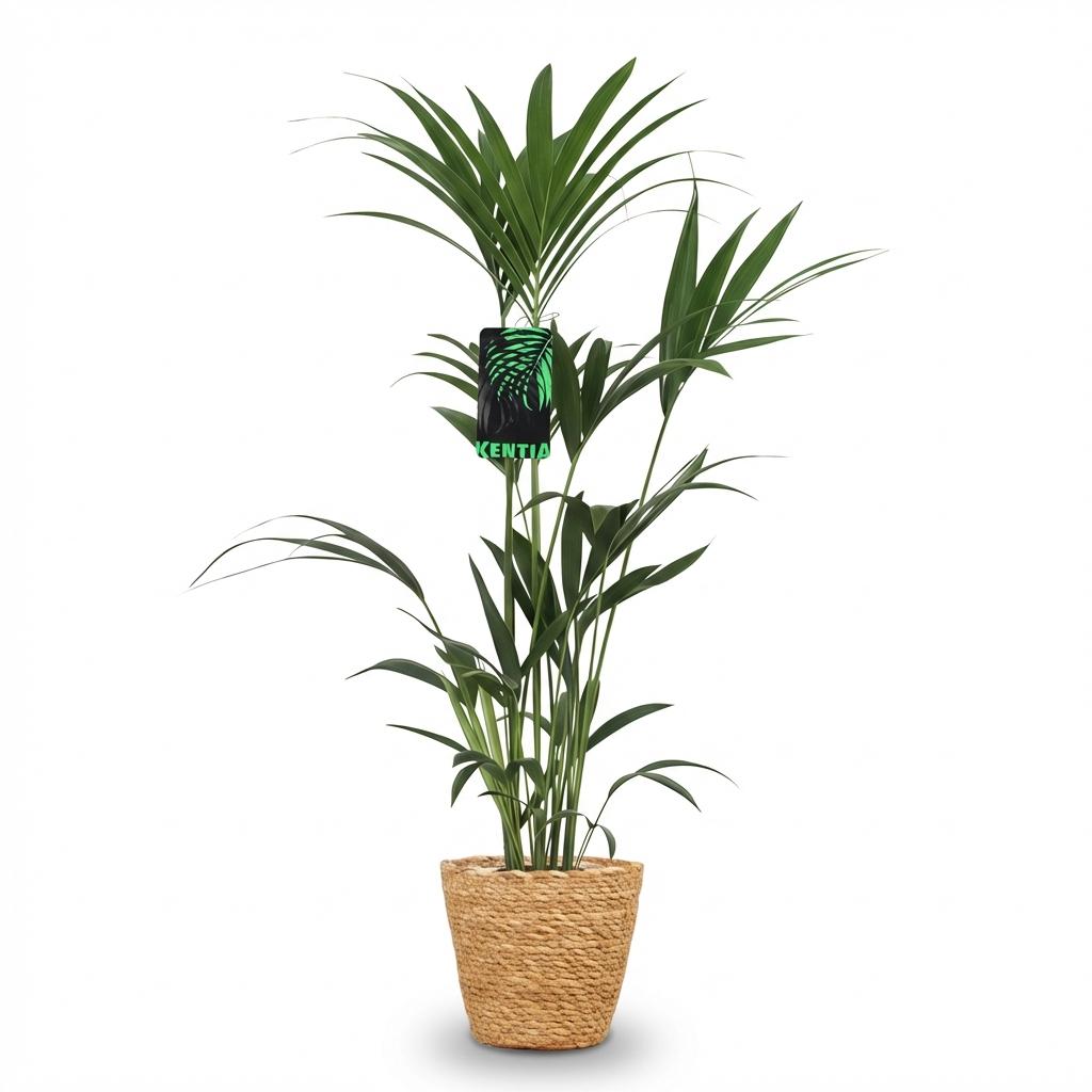 Howea Forsteriana - Kentia Palm - Weinig Onderhoud - Groen - 1 Plant - met Mand - Pot 21cm - Hoogte 120-130cm