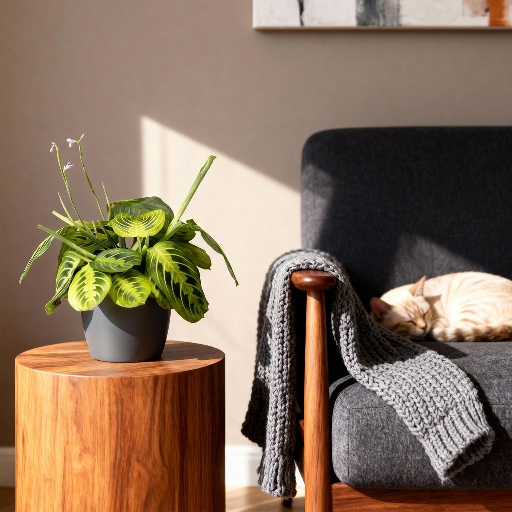Maranta Fascinator Lemon Lime - Gebedsplant - Huisdiervriendelijke Plant - Groen - 1 Plant - met Potter Grijs - Pot 12cm - Hoogte 25cm