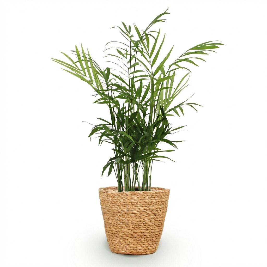 Chamaedorea elegans - Goudpalm - Huisdiervriendelijke Plant - Groen - 1 Plant - met Mand - Pot 12cm - Hoogte 15cm