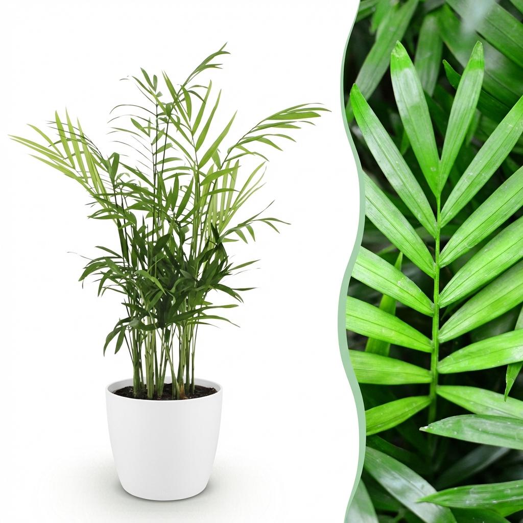 Chamaedorea elegans - Goudpalm - Huisdiervriendelijke Plant - Groen - 1 Plant - met Potter Wit - Pot 12cm - Hoogte 15cm
