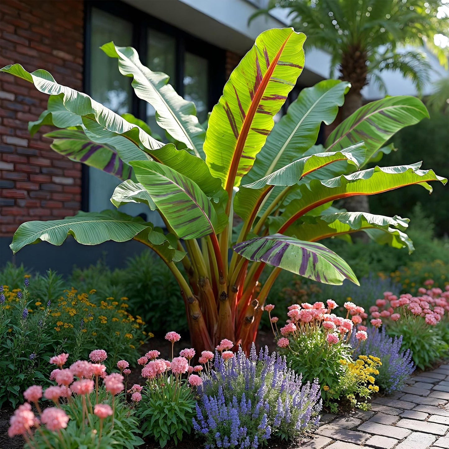 Green boutiQ - Fruitplant - Bananen plant - Musa sikkemensis Red Tiger - Winterhard - 6 planten - Pot 12cm Hoogte 30cm