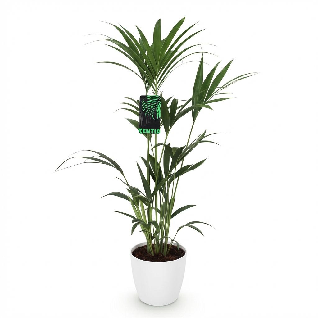 Howea Forsteriana - Kentia Palm - Weinig Onderhoud - Groen - 1 Plant - met Potter Wit - Pot 21cm - Hoogte 120-130cm
