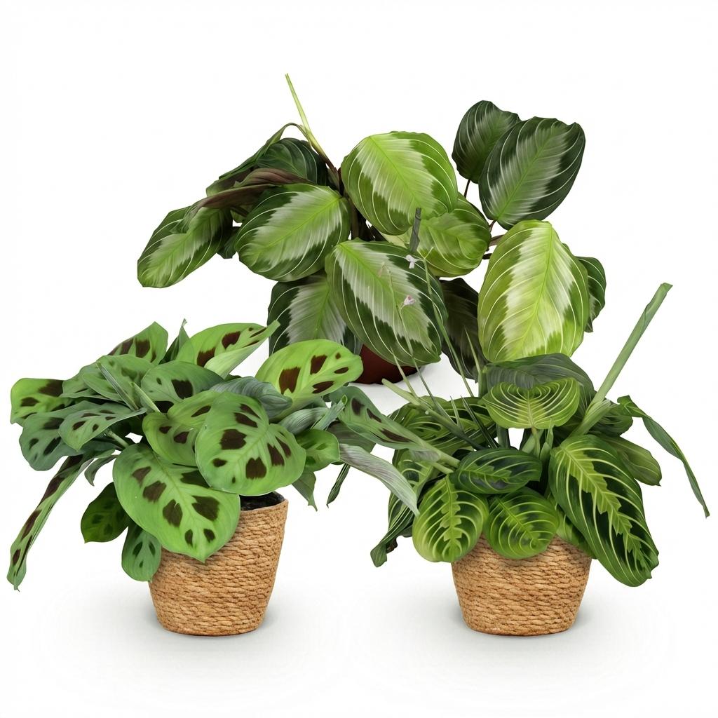 Marantha Silverband, Marantha Lemon Lime Marantha Kerchoveana - Gebedsplant - Huisdiervriendelijke Plant - Groen - 3 Planten - met Mand - Pot 12cm - Hoogte 25cm