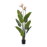 Strelitzia met bloemen - 120cm - In zwarte pot - Kunstplant