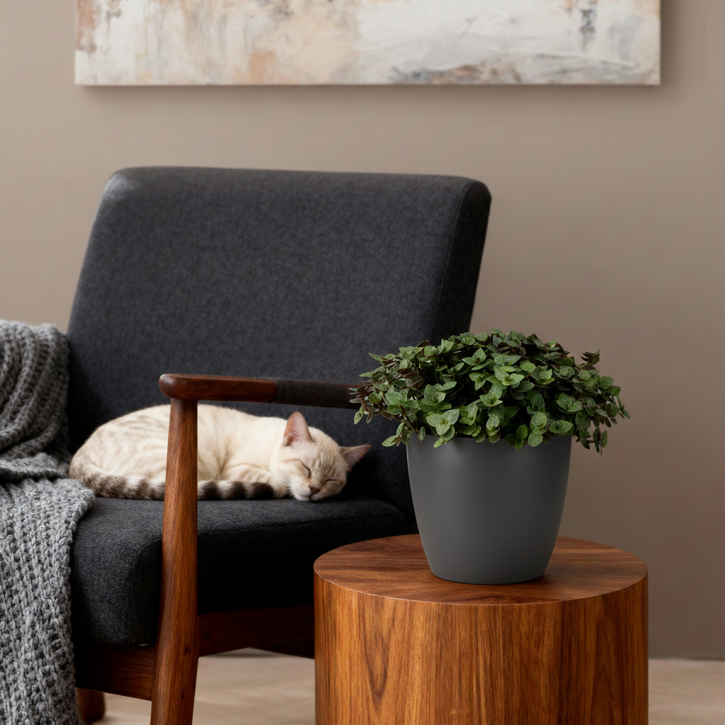 Calissia repens - Kattengras - Huisdiervriendelijk - Groen - 4 Planten - met Potter Grijs - Pot 12cm - Hoogte 17-20cm