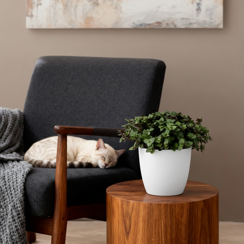 Calissia repens - Kattengras - Huisdiervriendelijk - Groen - 1 Plant - met Potter Wit - Pot 12cm - Hoogte 17-20cm