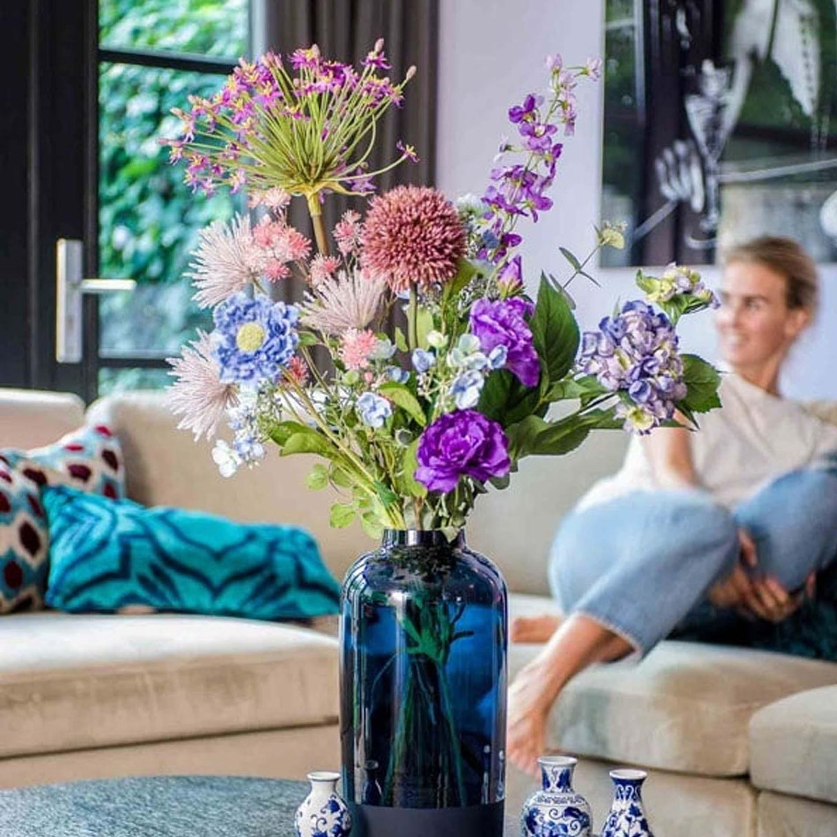 Kunstbloemen boeket - Pastel - 70 - 90 cm