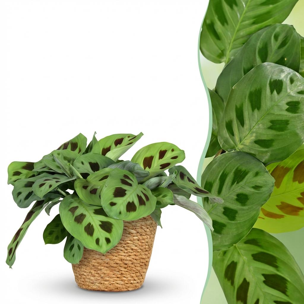 Maranta Fascinator Kerchoveana - Zebraplant - Huisdiervriendelijke Plant - Groen - 1 Plant - met Mand - Pot 12cm - Hoogte 25cm