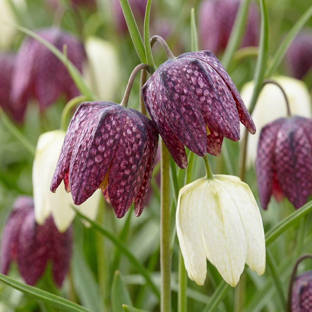 60x Fritillaria Meleagris Mix - Kievitsbloem mix - Paars en Wit - Verwilderingsbol - Bolmaat 6/7
