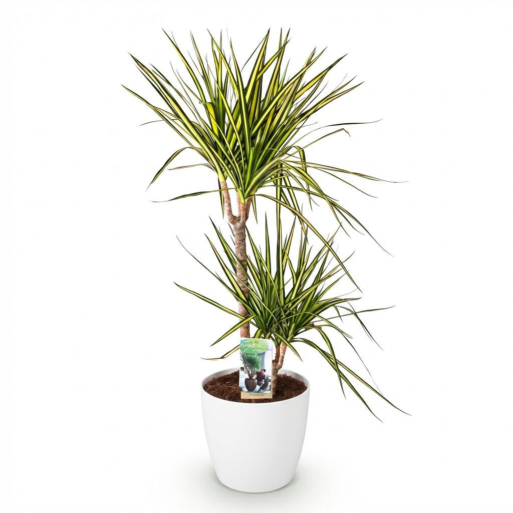 Dracaena Sunray - Drakenbloedboom - Weinig onderhoud - Groen - 1 Plant - met Potter Wit - Pot 21cm - Hoogte 90-100cm