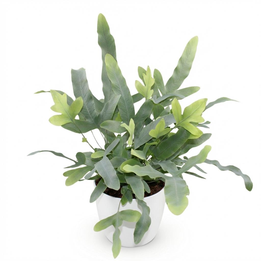 Phlebodium aureum Blue Star - Blauwe Varen - Huisdiervriendelijke Plant - Blauw - 1 Plant - met Potter Wit - Pot 12cm - Hoogte 25cm