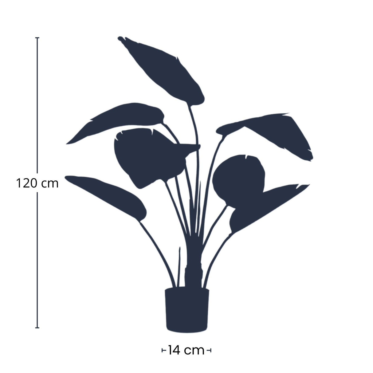 Strelitzia - 120cm - In zwarte pot - Kunstplant